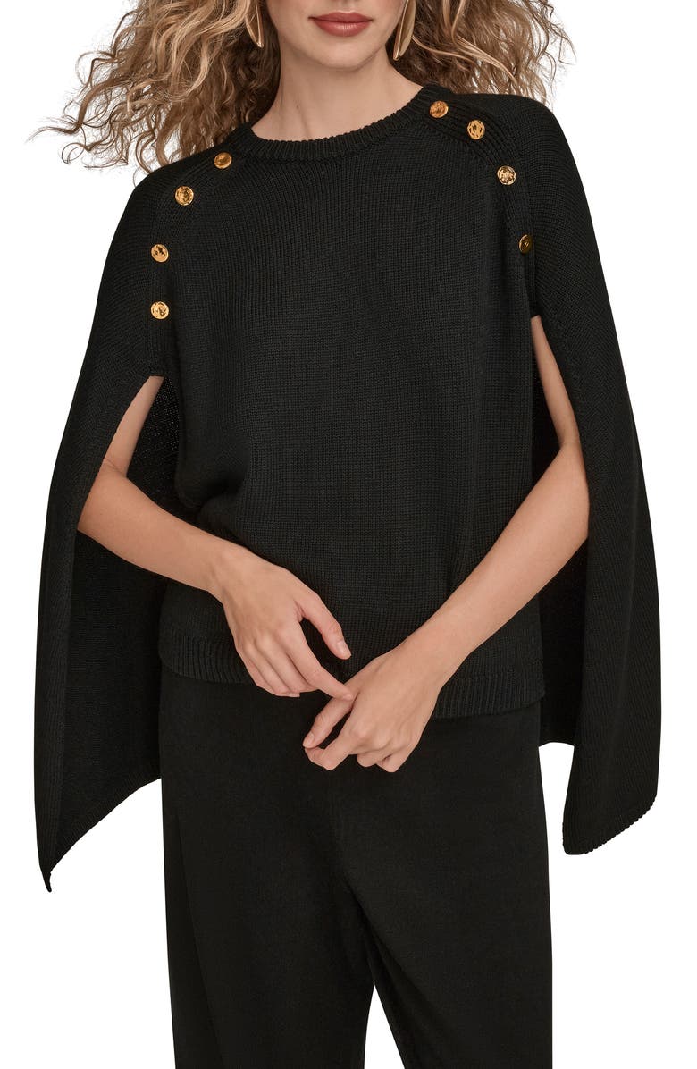Donna Karan New York Cape Sweater, Main, color, Black