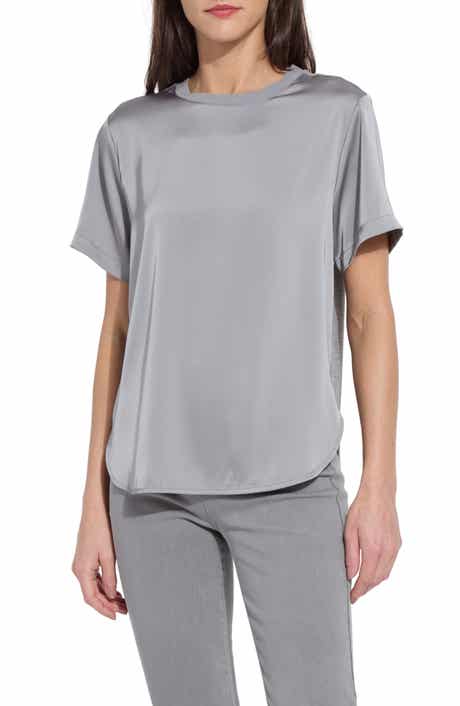 A-Line Crewneck Mixed Media Top