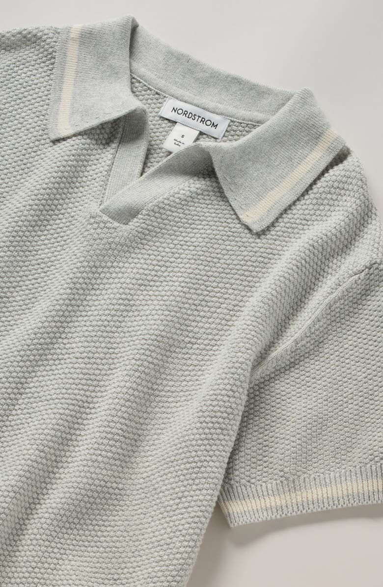 Nordstrom Kids' Textured Cotton Polo Sweater, Alternate, color, Grey Light Heather