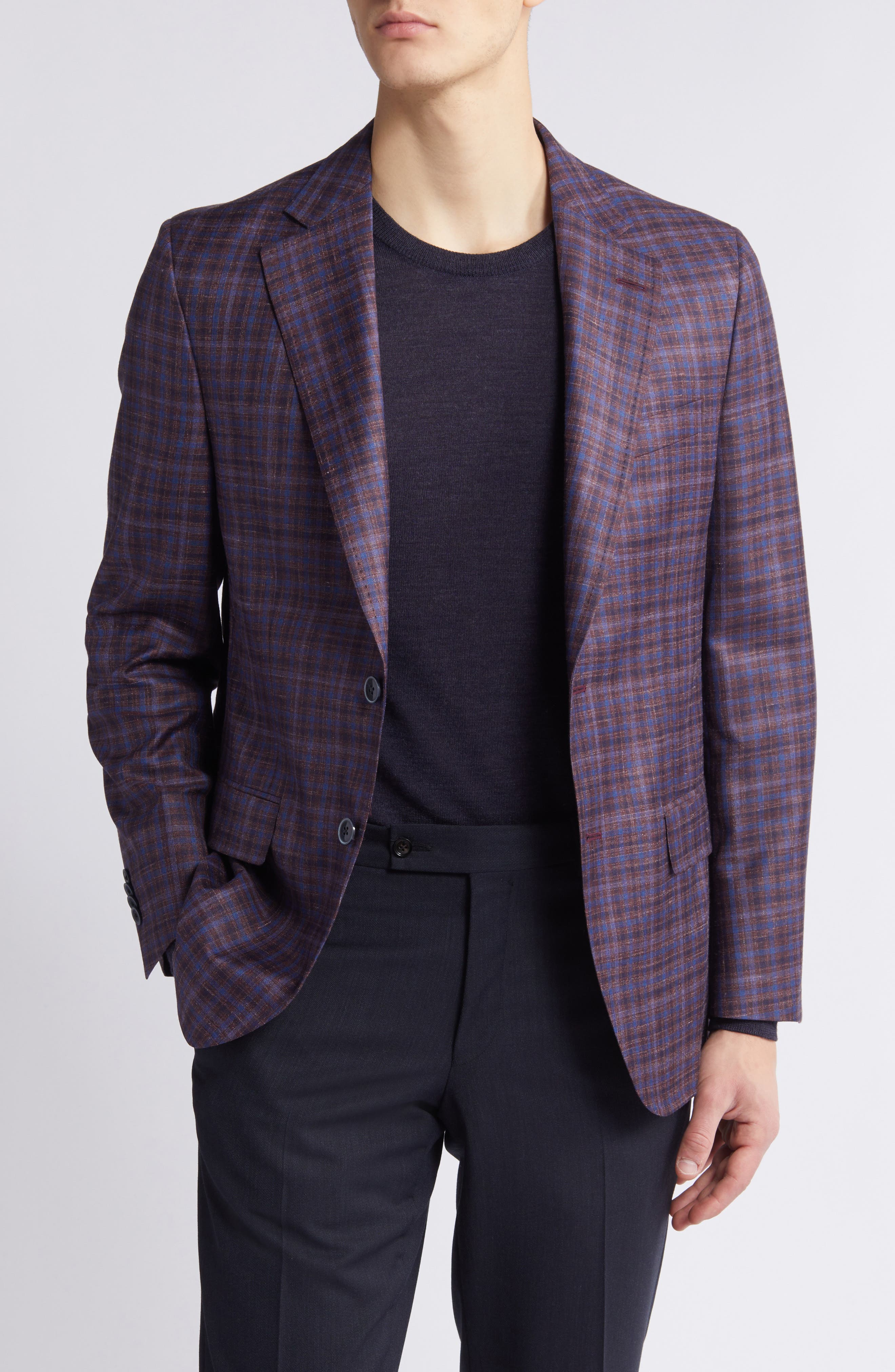 Tailored Fit Wool, Silk & Linen Blend Sport Coat