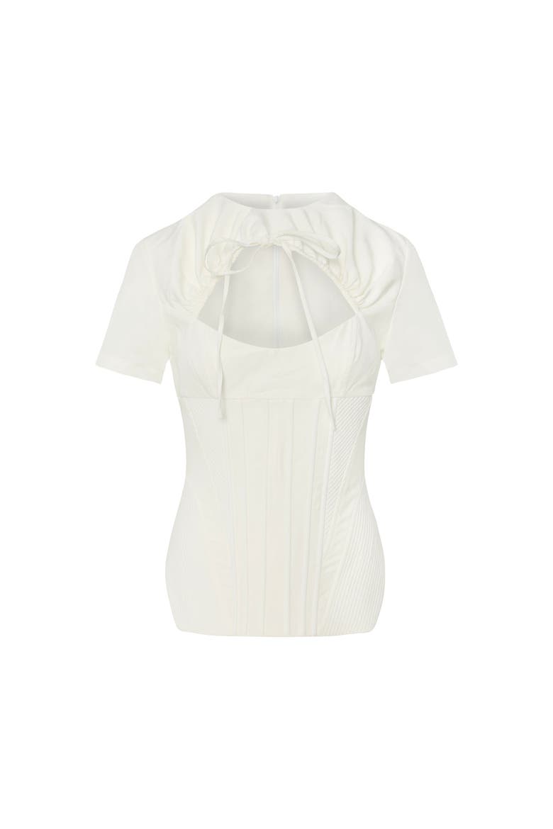 Tailored Corset Tee Top, Main, color, white