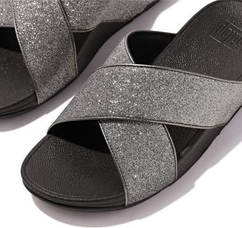 Lulu Glitterdust Platform Wedge Slide Sandal