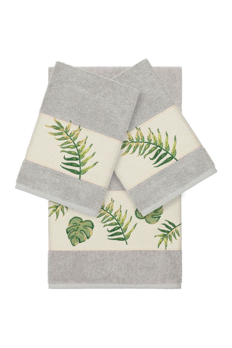 Zoe 3-Piece Embellished Towel - Light Grey, Main, color, LIGHT GREY