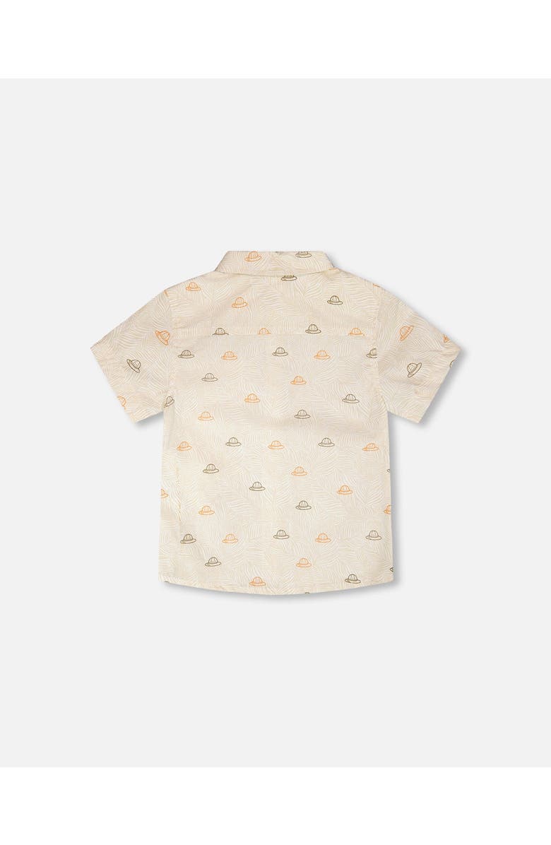Deux par Deux Short Sleeve Safari Print Poplin Shirt, Alternate, color, Beige Safari Print