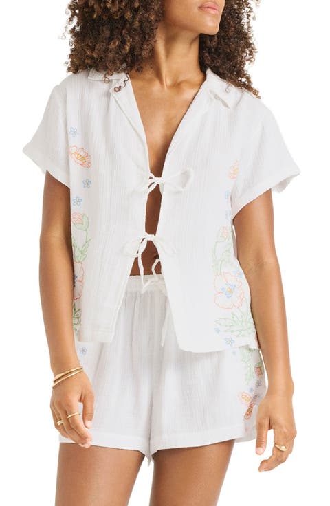 Superbloom Tie Front Cover-Up Shirt