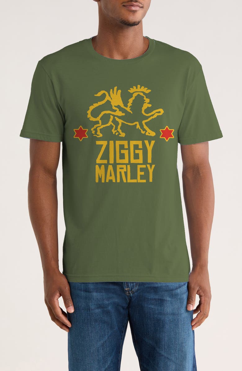 Monster Digital Ziggy Marley Red Star Lion Graphic T-Shirt, Main, color, Military Green