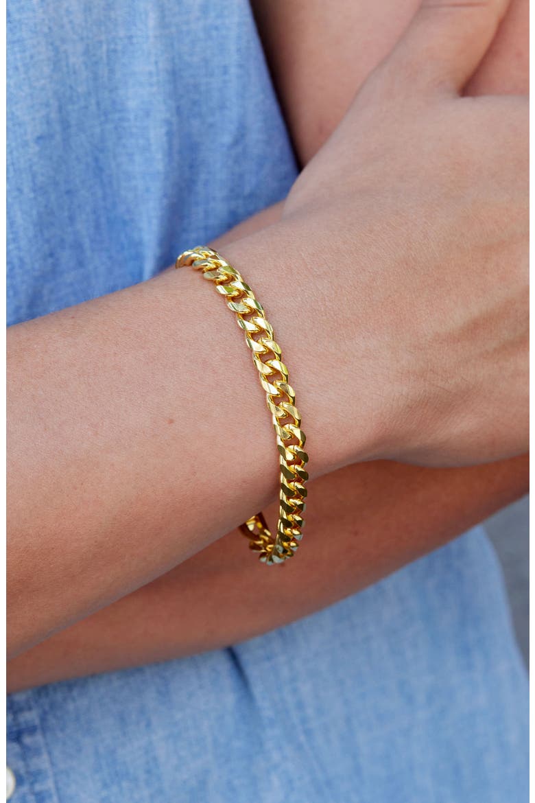 Flat Curb Chain Bracelet, Alternate, color, YELLOW