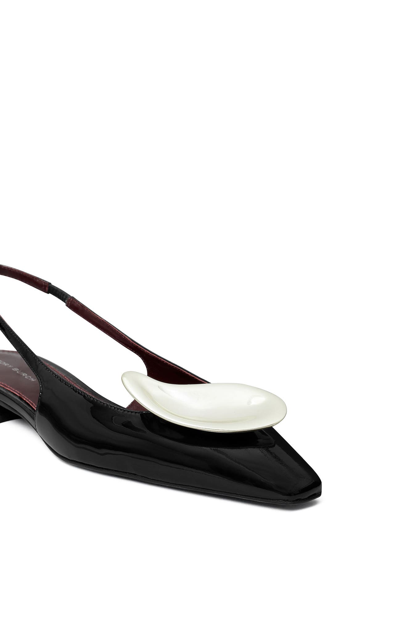 Tory Burch Patos Slingback Flat, Alternate, color, Perfect Black / Silver
