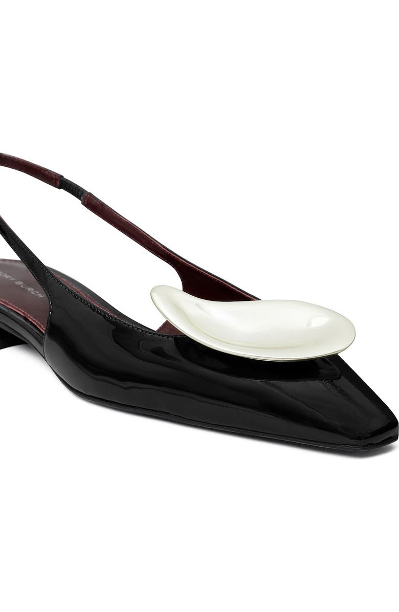 Tory Burch Patos Slingback Flat, Alternate, color, Perfect Black / Silver