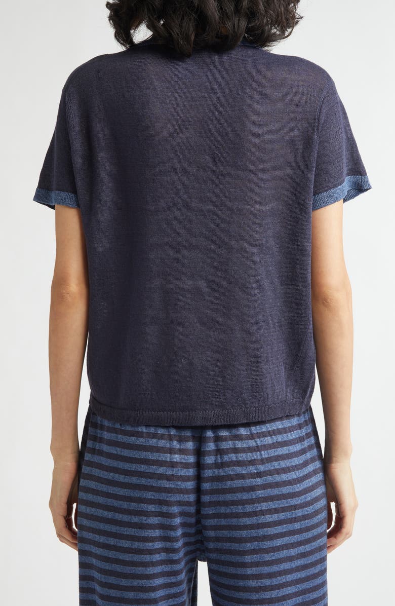 YanYan Campus Wawa Embroidered Linen Ringer T-Shirt, Alternate, color, Ink