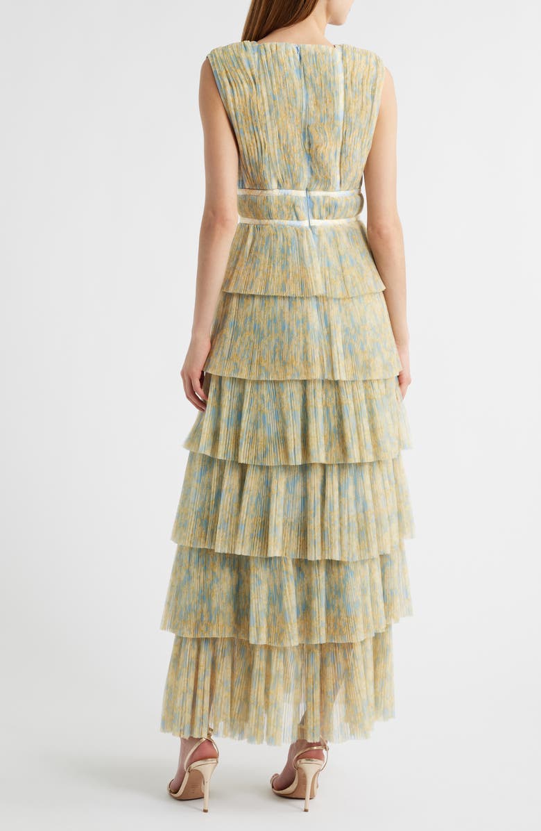 Hutch Plunge Neck Tiered Tulle Dress, Alternate, color, Sky Floral