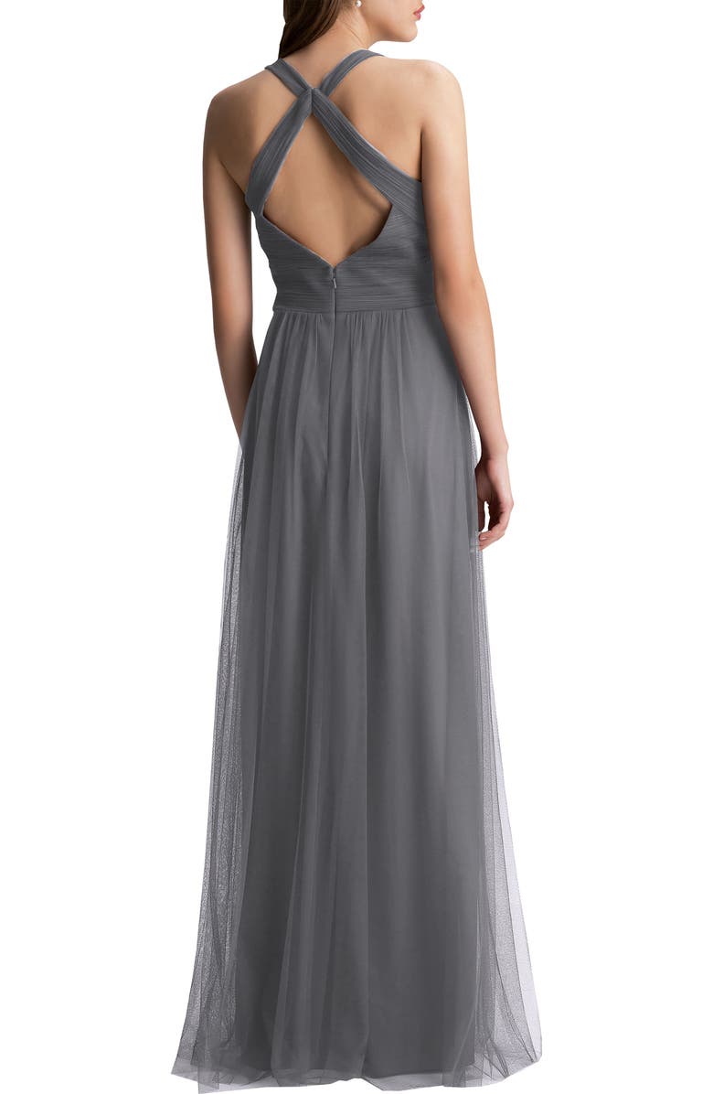 Crisscross Strap Tulle A-Line Gown