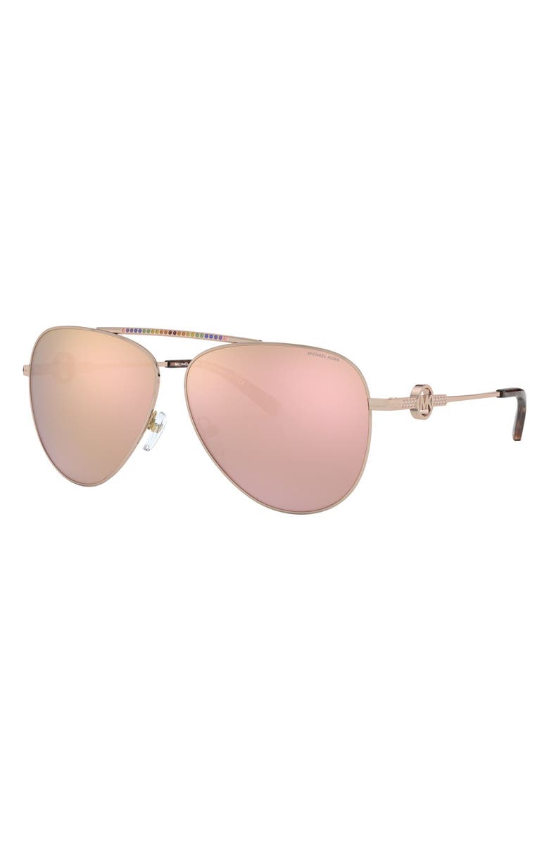 Michael Kors 59mm Aviator Sunglasses, Alternate, color, Rose Gold