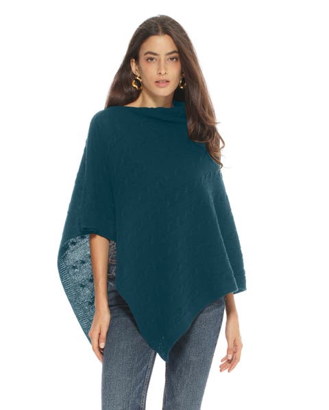 Pure Cashmere Textured Knit Poncho