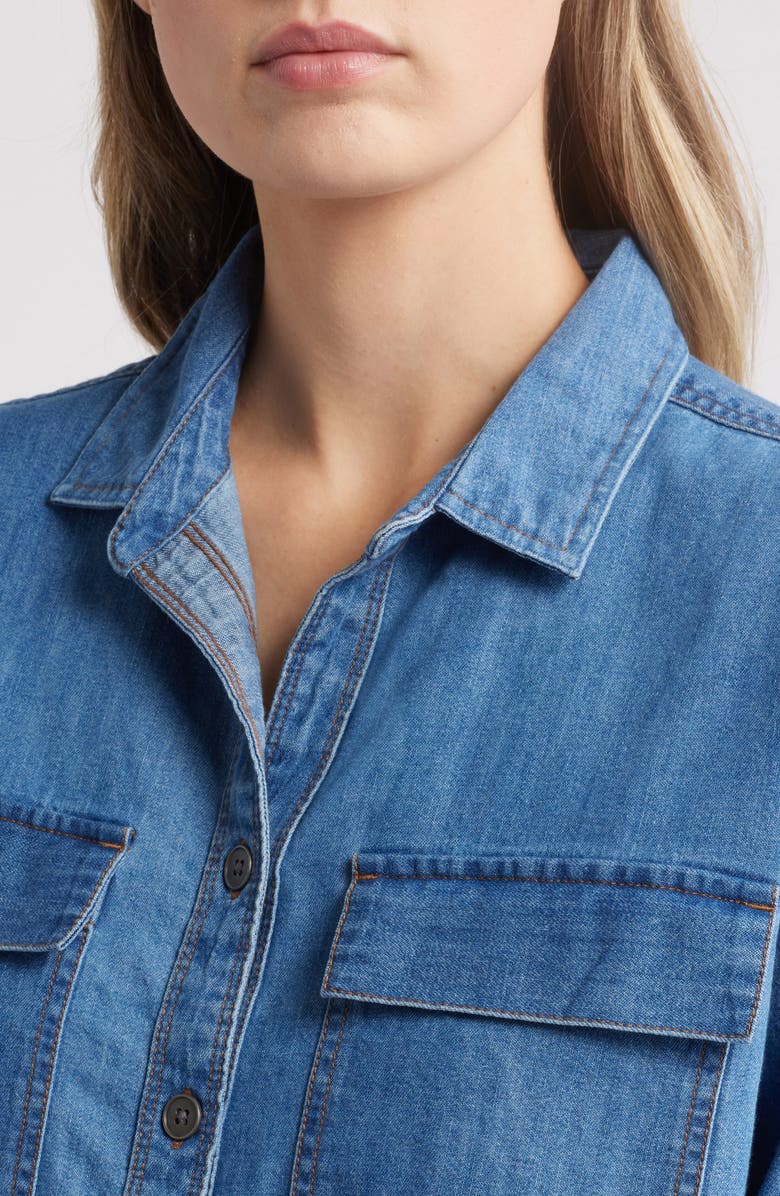 beachlunchlounge Nikita Denim Shirt, Alternate, color, Denim Wash