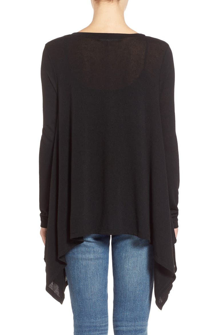 Long Sleeve Shark-Bite Hem Tunic, Alternate, color, BLACK