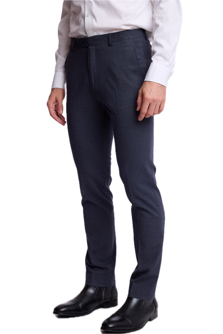 Downing Slim Fit Gingham Stretch Pants, Alternate, color, NAVY BURGUNDY GINGHAM