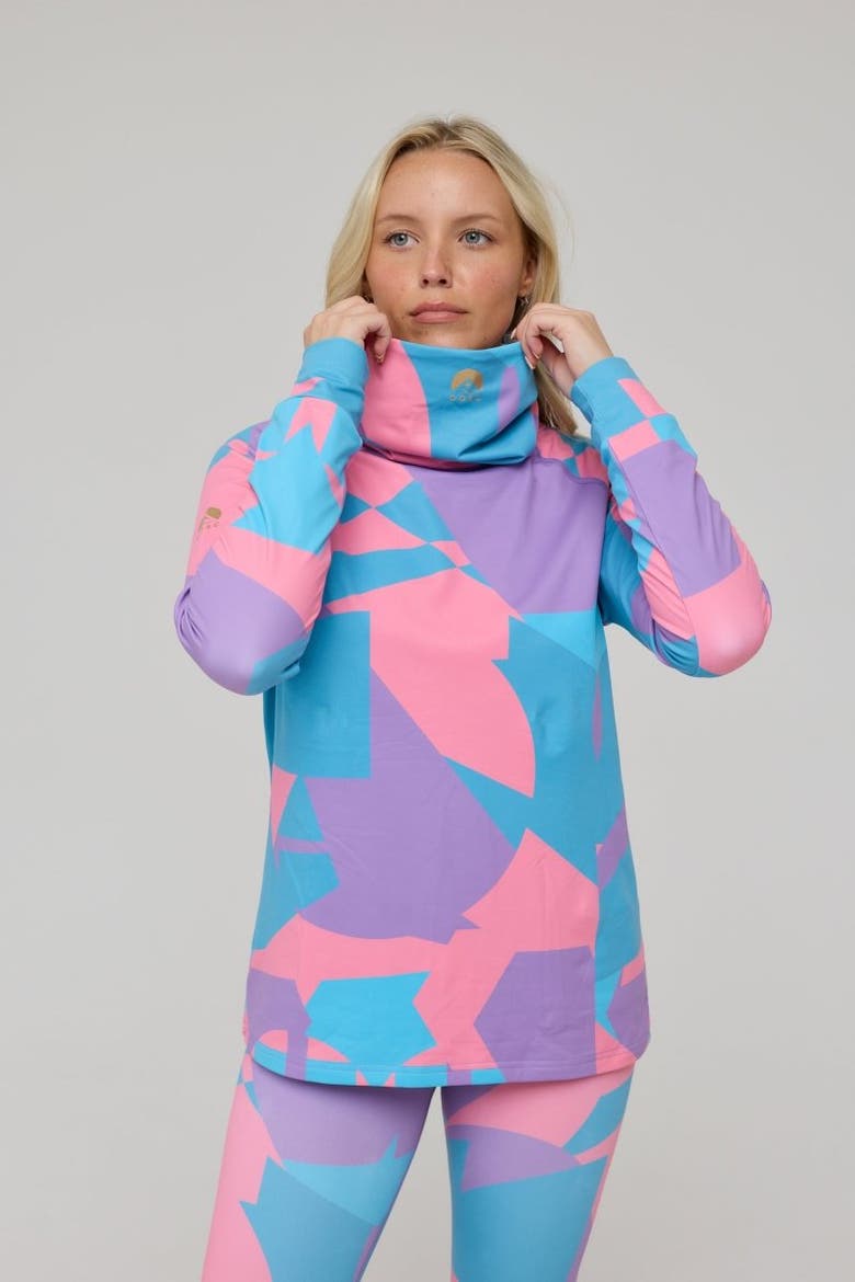 High Neck Baselayer Top Del Mar, Alternate, color, Pink, Multicolor