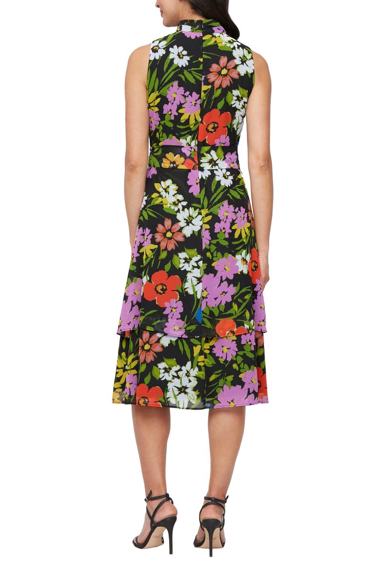 Sleeveless Tiered Midi Dress, Alternate, color, BLACK MULTI