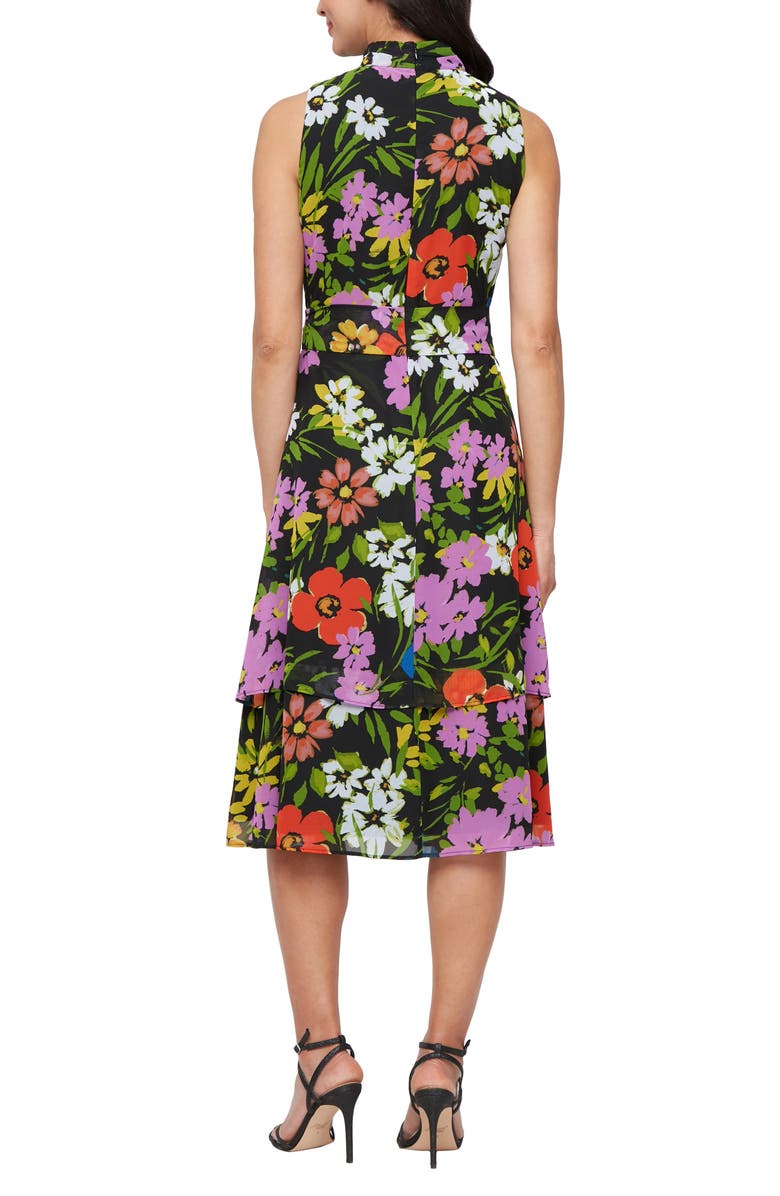 SL FASHIONS Sleeveless Tiered Midi Dress, Alternate, color, Black Multi