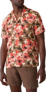 Faherty Reserve Basque Houndstooth Linen Camp Shirt