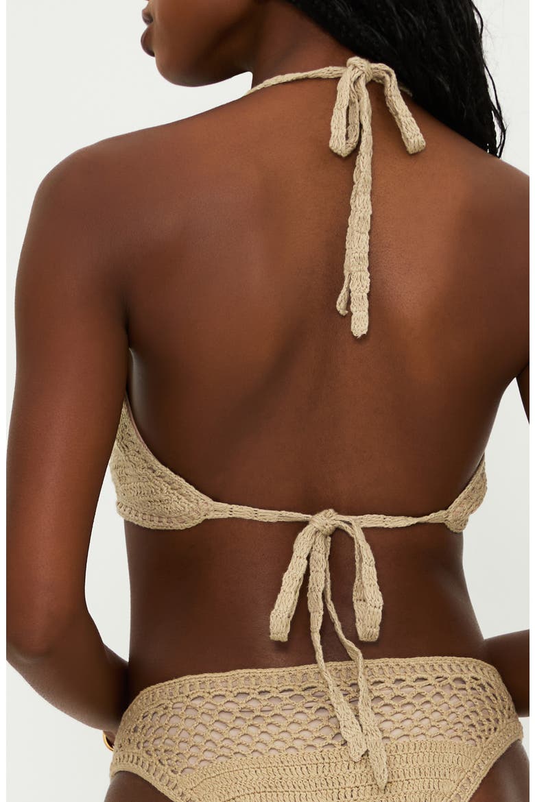 Bambi Crocheted Halter Bikini Top, Alternate, color, TAN