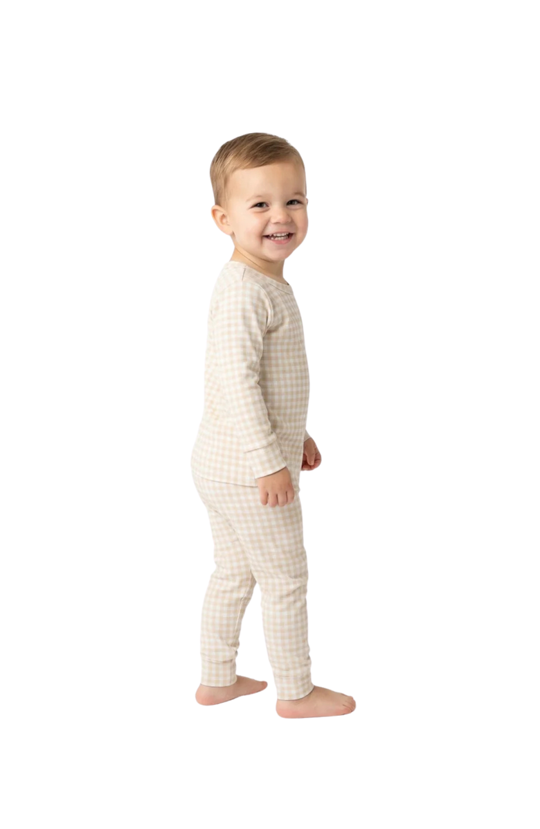 Motette Long Sleeve and Pants Buttery Soft Pajama Set, Alternate, color, Sandstone Gingham