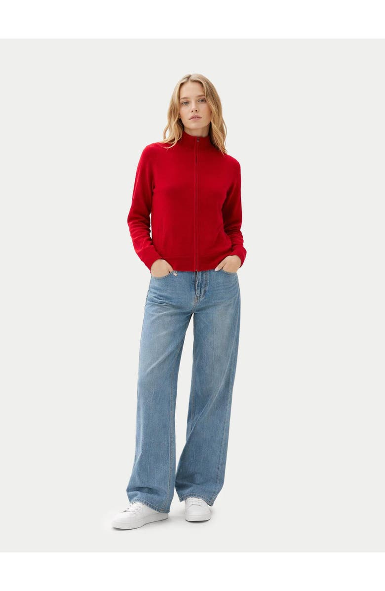Gobi Cashmere Timeless Cashmere Full-Zip Cardigan, Alternate, color, Chili Pepper