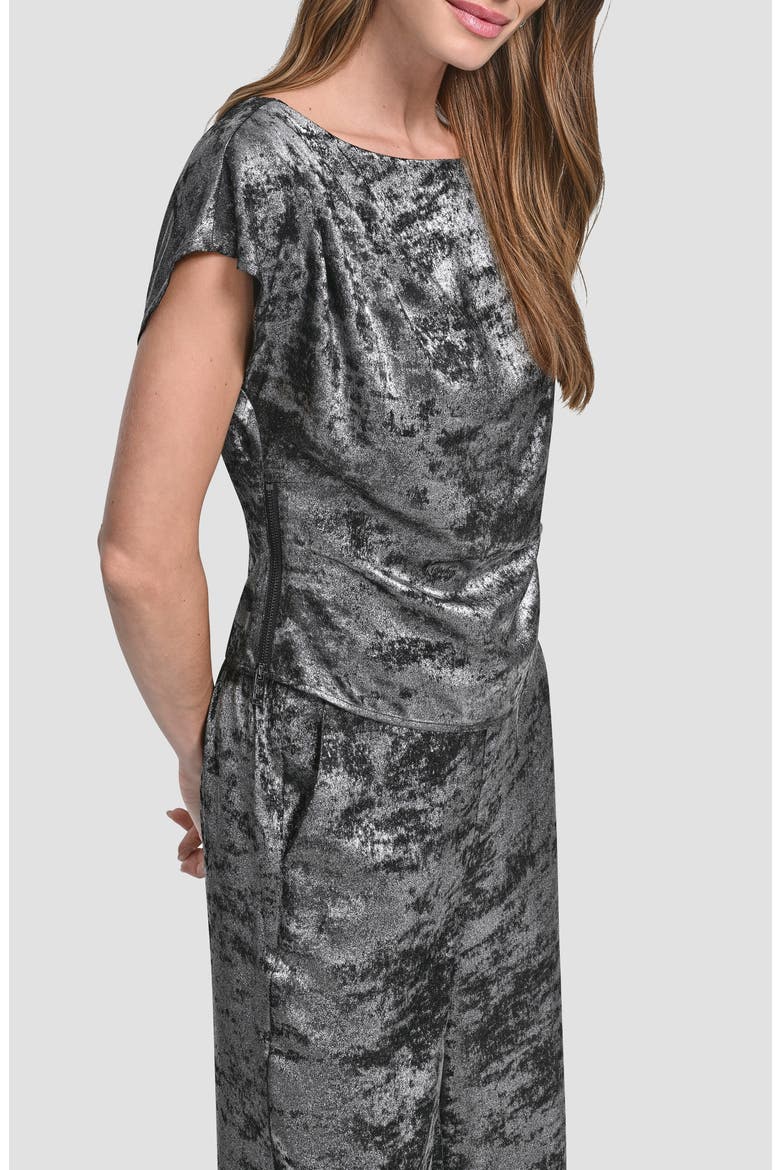 Flutter Sleeve Liquid Velvet Top, Alternate, color, SILVER