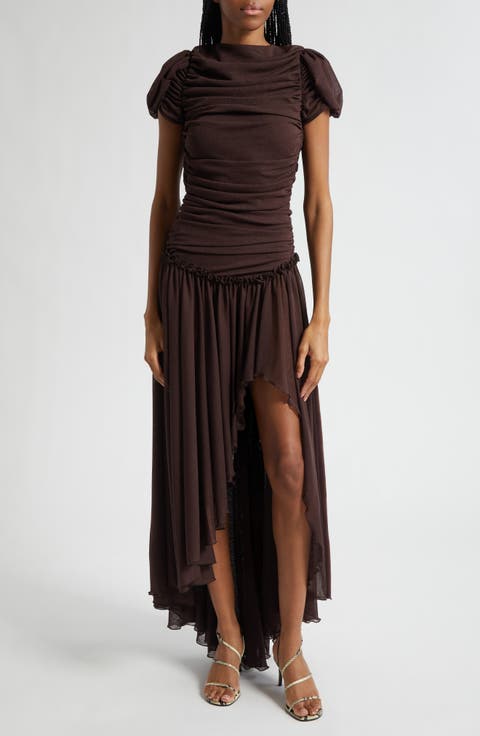 Adeline Open Back Semisheer Chiffon Maxi Dress
