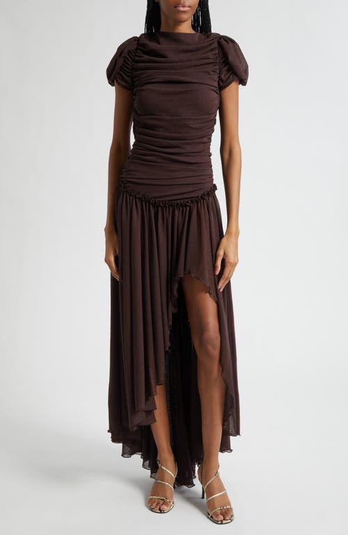 Siedrés Adeline Open Back Semisheer Chiffon Maxi Dress in Brown at Nordstrom, Size X-Large