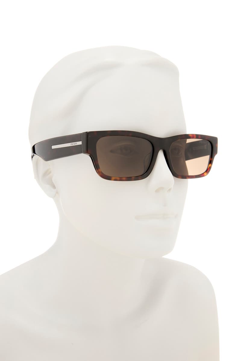 Prada 56mm Rectangular Sunglasses, Alternate, color, Brown