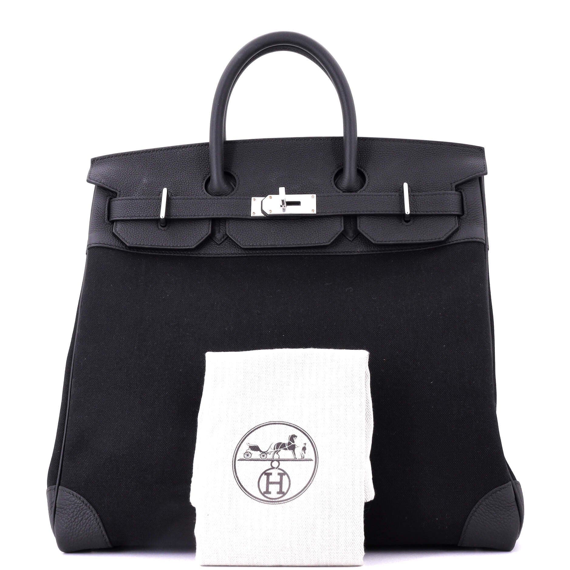 Pre-Owned Hermes HAC Birkin Bag Toile and Black Togo with Palladium Hardware 40, Alternate, color, 