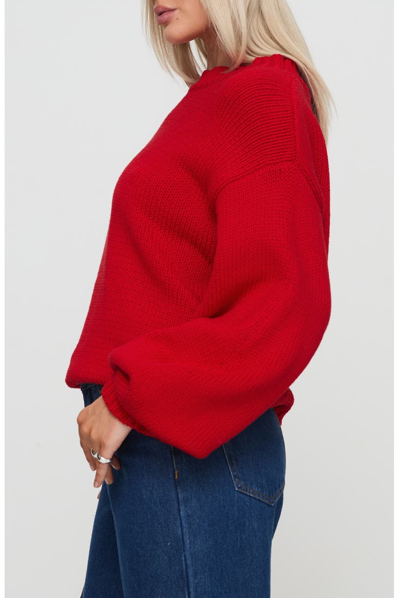 Harmony Balloon Sleeve Sweater, Alternate, color, RED