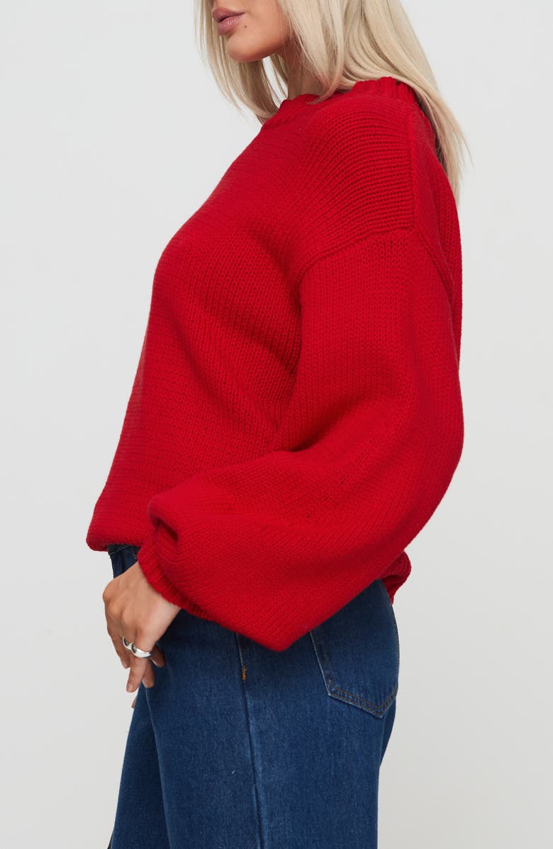 Princess Polly Harmony Balloon Sleeve Sweater, Alternate, color, Red