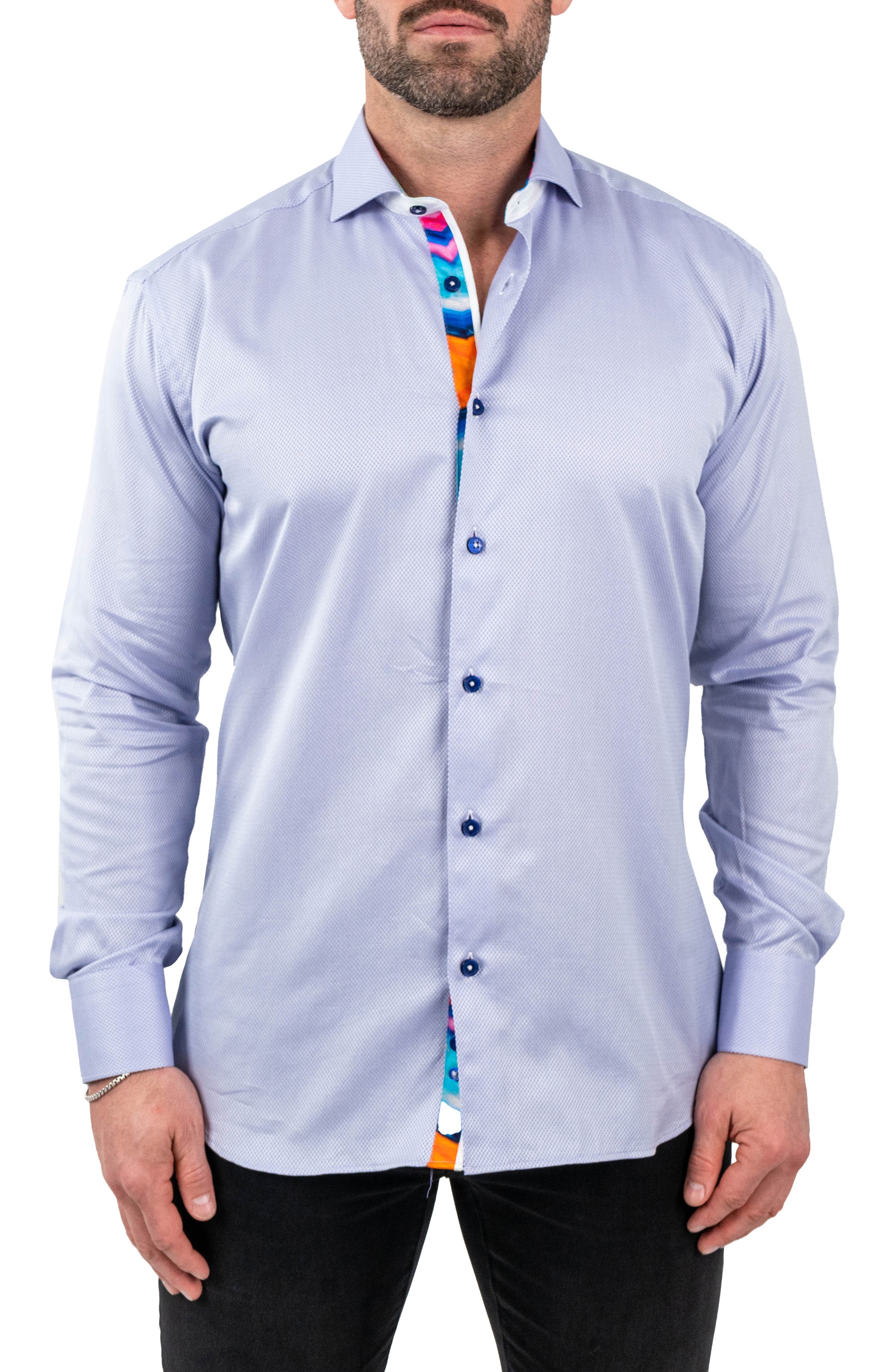 Maceoo Einstein Jacqslate Purple Button-Up Shirt 