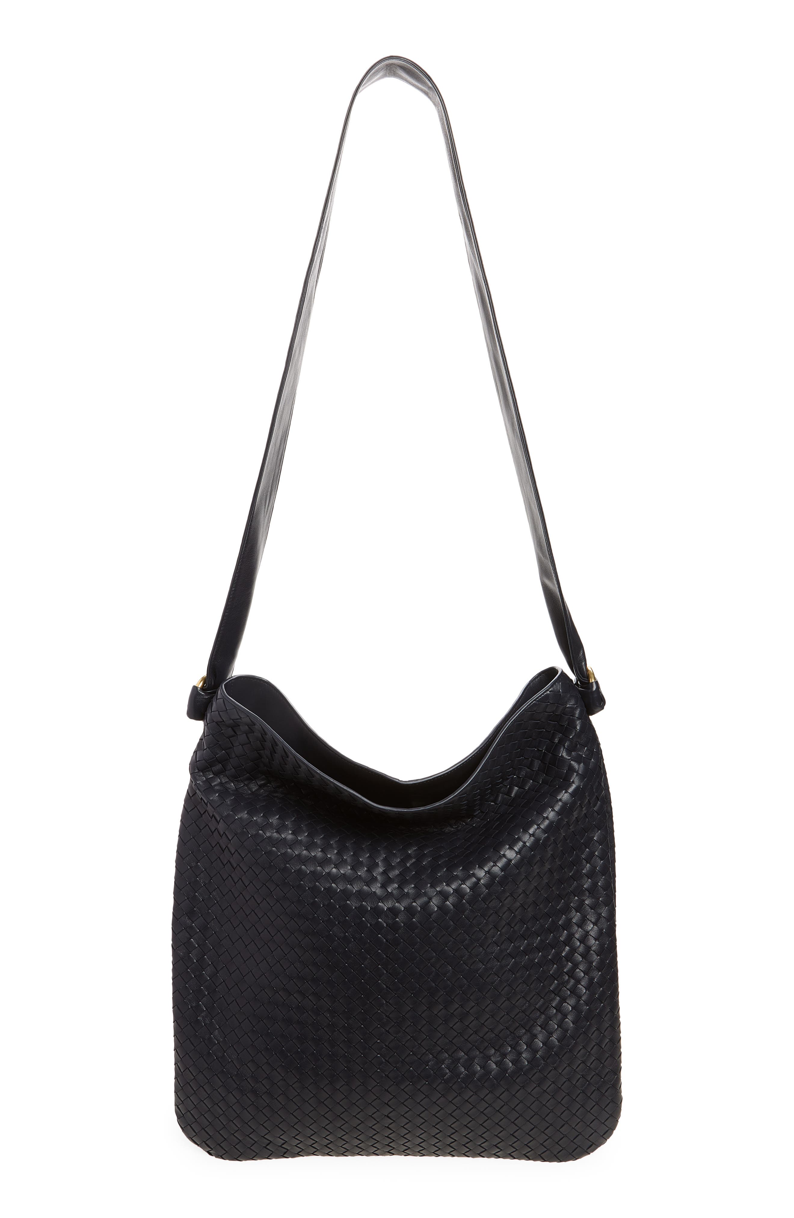 Bottega Veneta Corriere Intrecciato Leather Tote Bag, Main, color, 4346 Midnight-Brass V