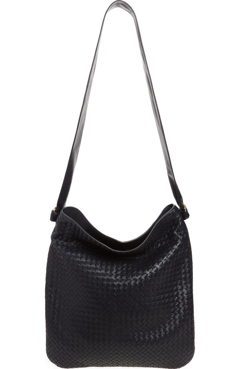 Bottega Veneta Corriere Intrecciato Leather Tote Bag, Main, color, 4346 Midnight-Brass V