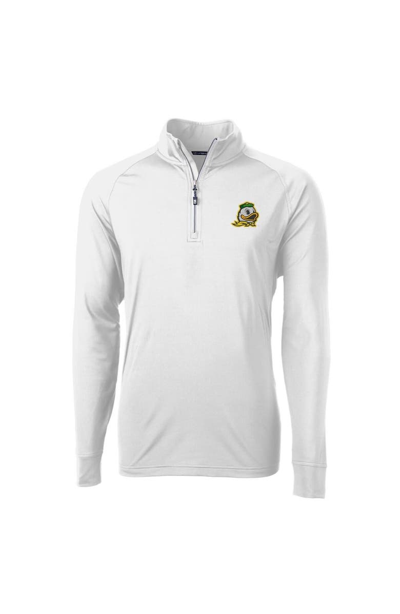 Cutter & Buck Men's Cutter & Buck White Oregon Ducks Adapt Eco Knit Quarter-Zip Pullover Jacket, Main, color, White