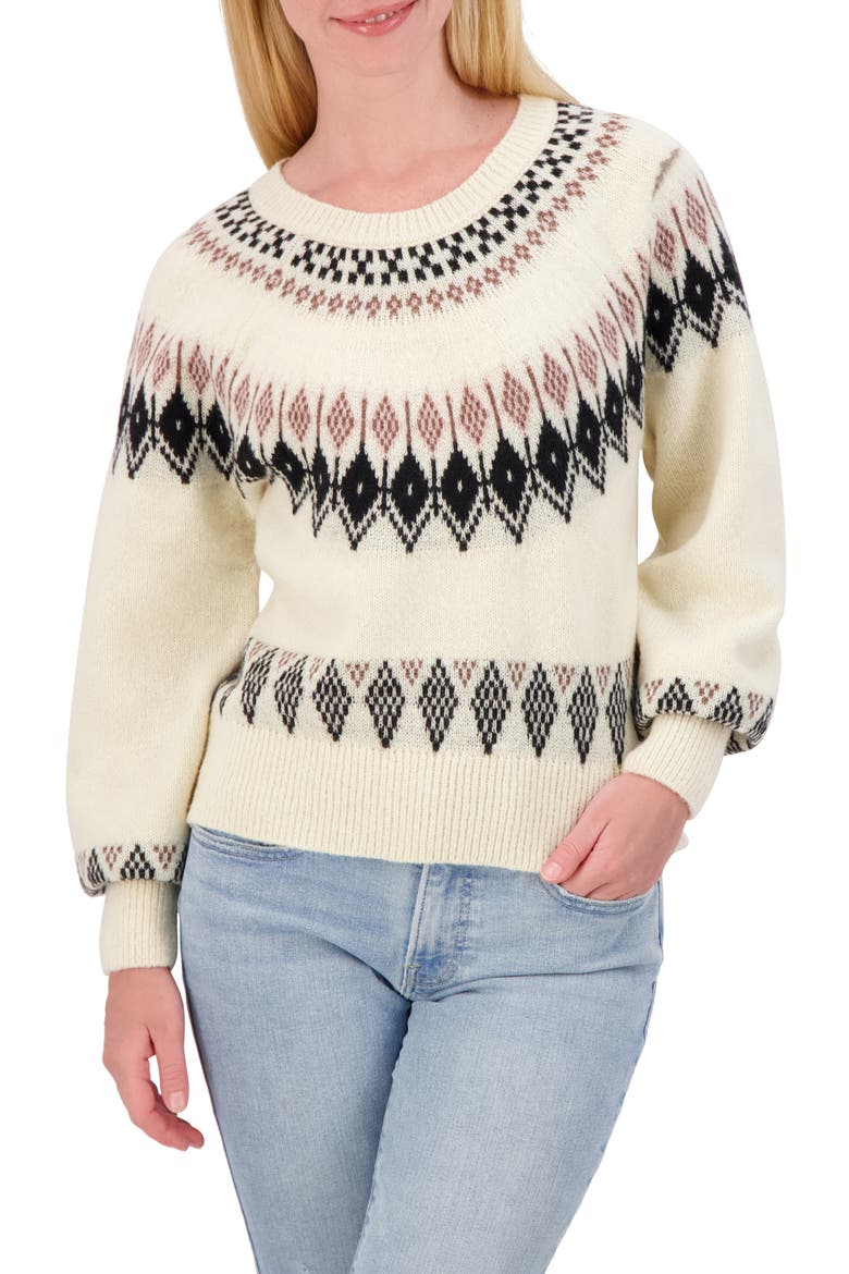 Fair Isle Raglan Crew Sweater, Main, color, BIRCH