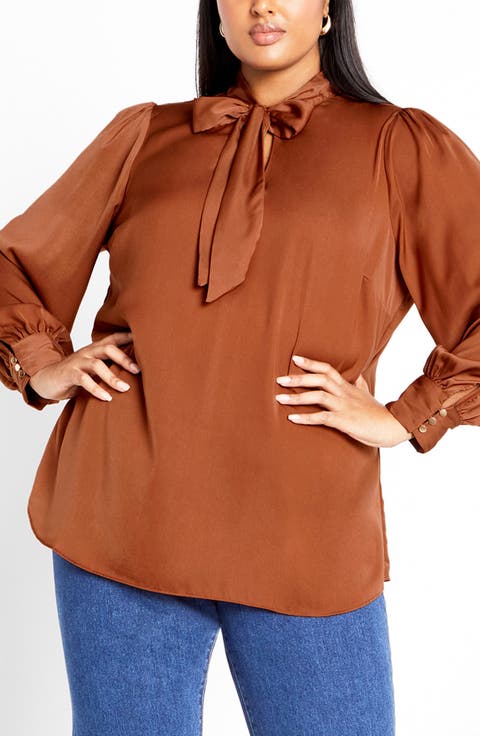 Chana Charmeuse Bow Blouse (Plus)