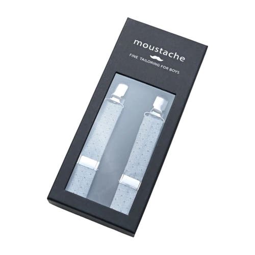 Moustache Dotted Suspenders Set In Silver