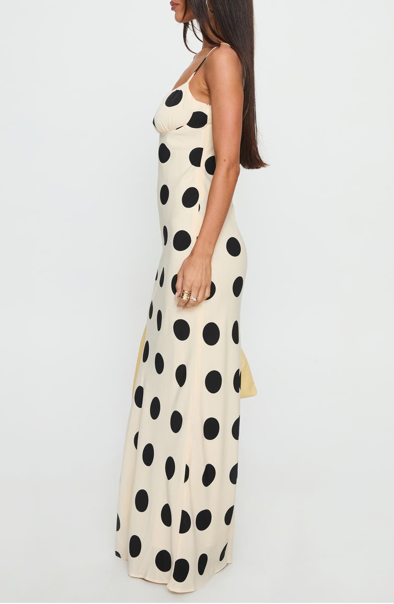 Princess Polly Avienna Dot Maxi Dress, Alternate, color, Cream / Polka Dot
