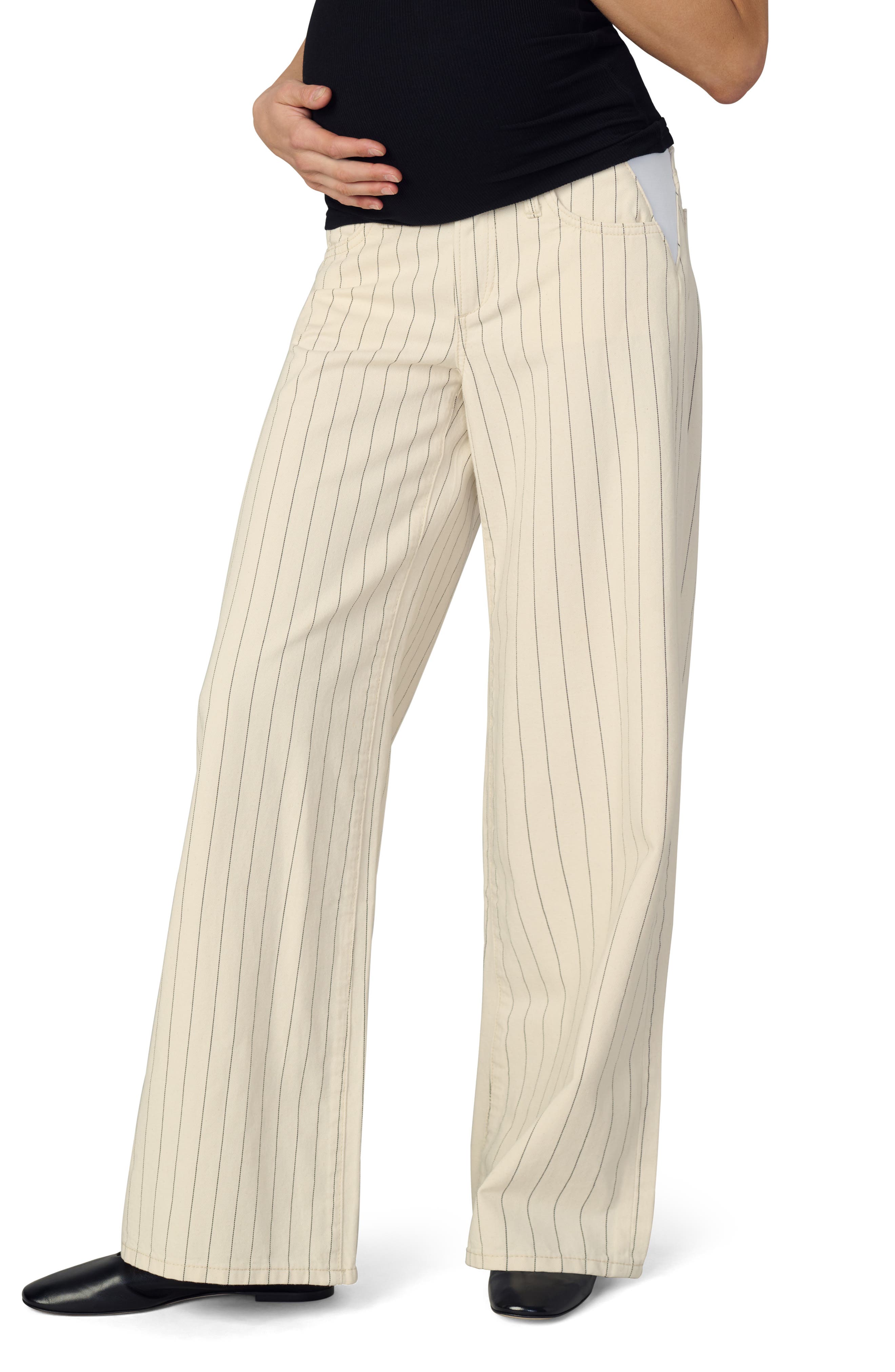 The Lou Lou Stripe Low Rise Wide Leg Maternity Jeans