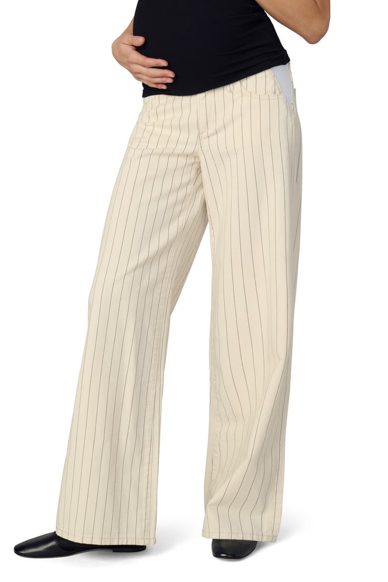 The Lou Lou Stripe Low Rise Wide Leg Maternity Jeans, Main, color, NATURAL STRIPE