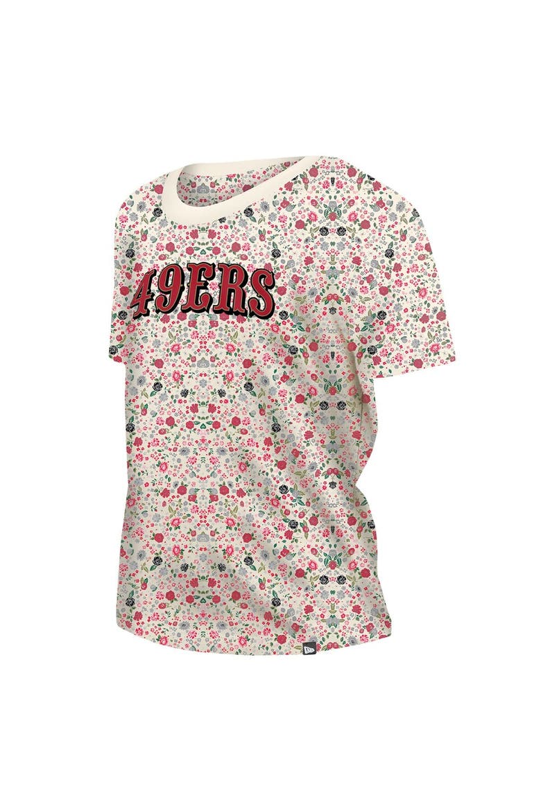 Women's New Era Cream San Francisco 49ers Glam Game Floral T-Shirt, Alternate, color, Cream