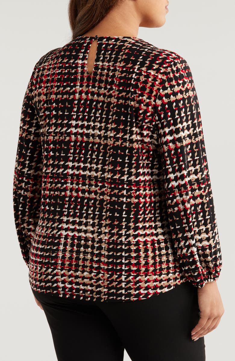 Anne Klein Chain Strap Houndstooth Top, Alternate, color,