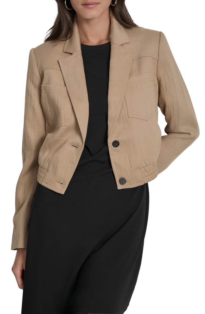 DKNY Crop Blazer, Main, color, Travertine