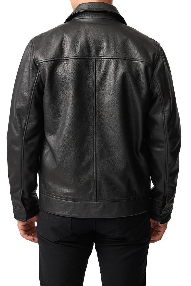 Haymarket Leather Jacket, Alternate, color, ONYX