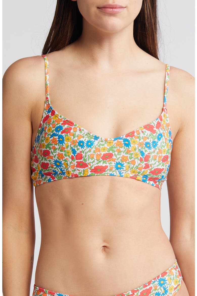 x Liberty London Stas Floral Print Bikini Top (Nordstrom Exclusive), Main, color, RED MULTI